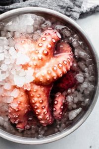 Fresh octopus on ice