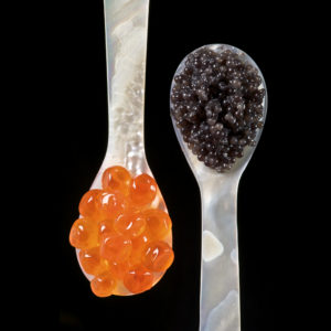 caviar on spoons ready to serve